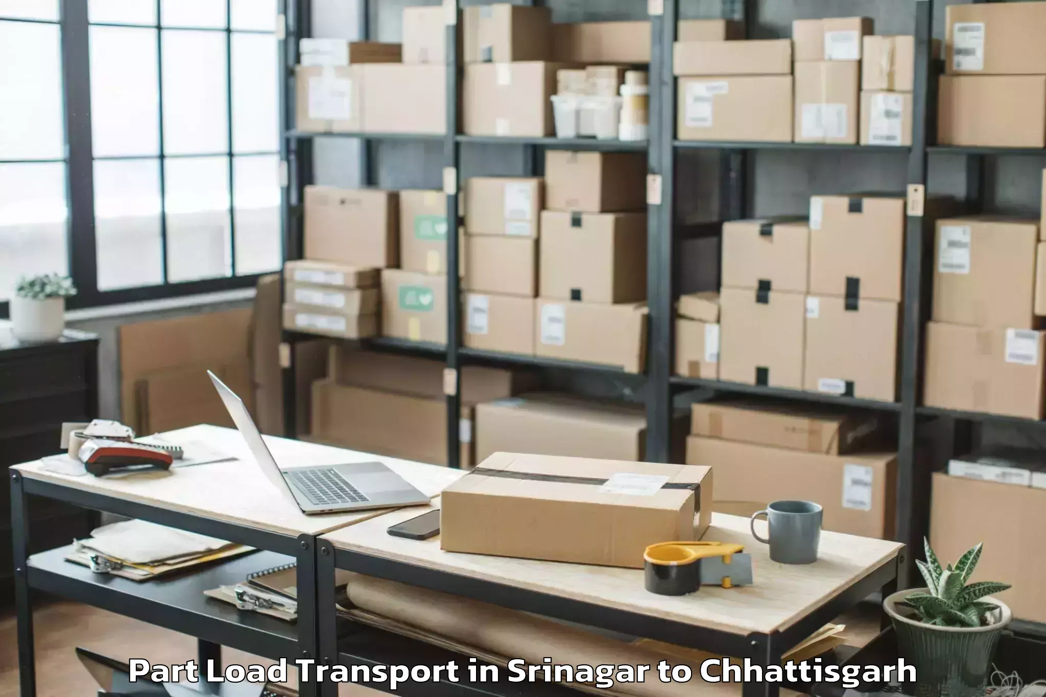 Hassle-Free Srinagar to Raigarh Chhattisgarh Part Load Transport